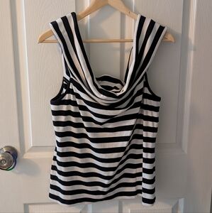 GAP Black and White Draped Sailor Collar Tank Top